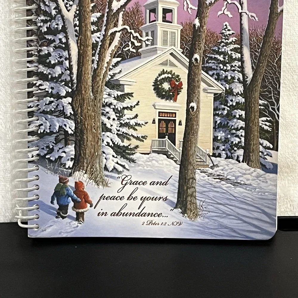 John Sloane Legacy Of Faith Spiral Notebook Journal Winter Church Scene 2 Peter